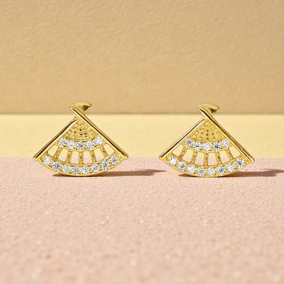 Aros Abanico | Plata 925 baño de oro 18k 4