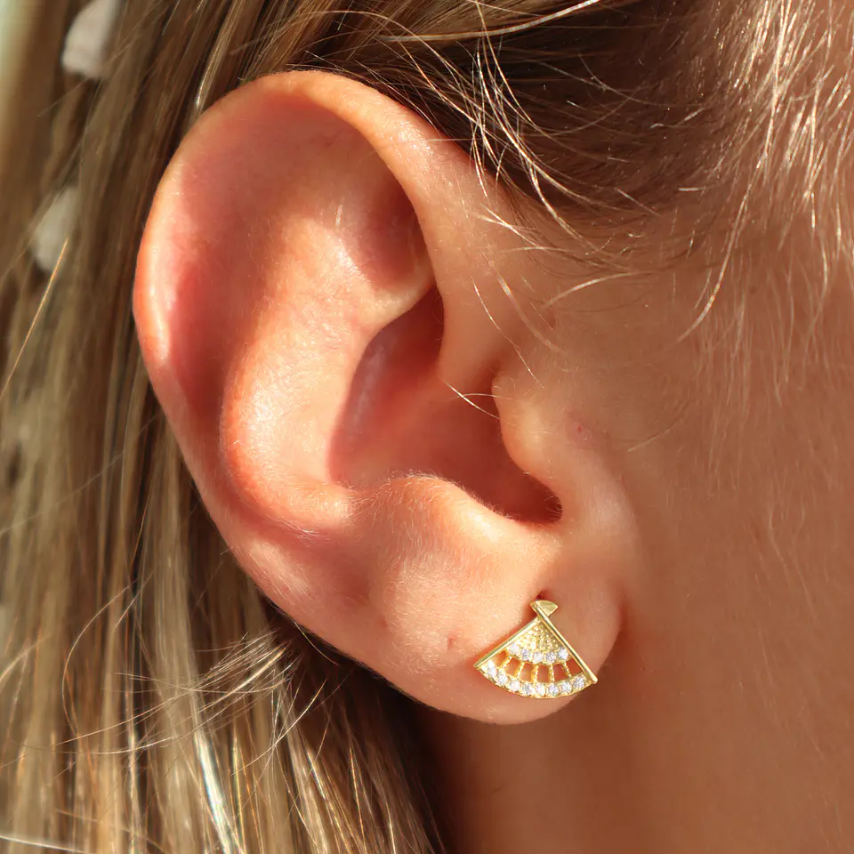 Aros Abanico | Plata 925 baño de oro 18k 2
