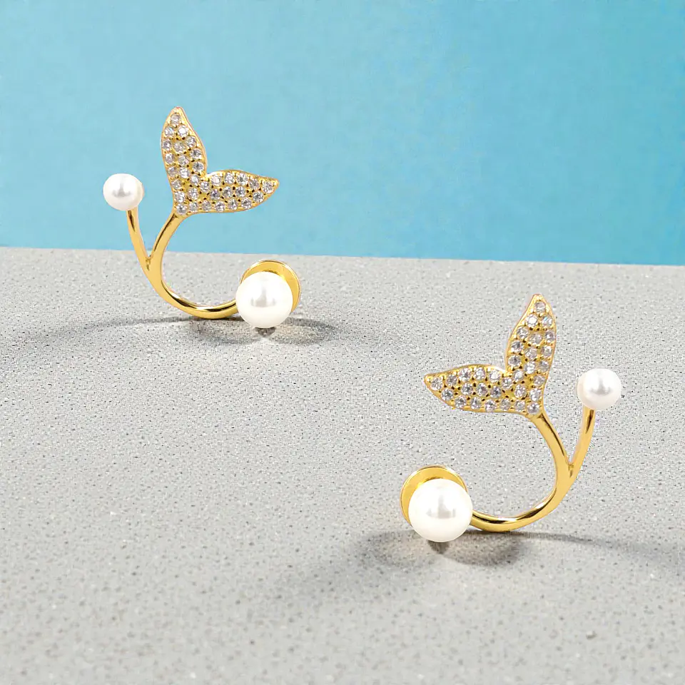 Aros Cola De Sirena | Plata 925 Baño Oro 18k 3