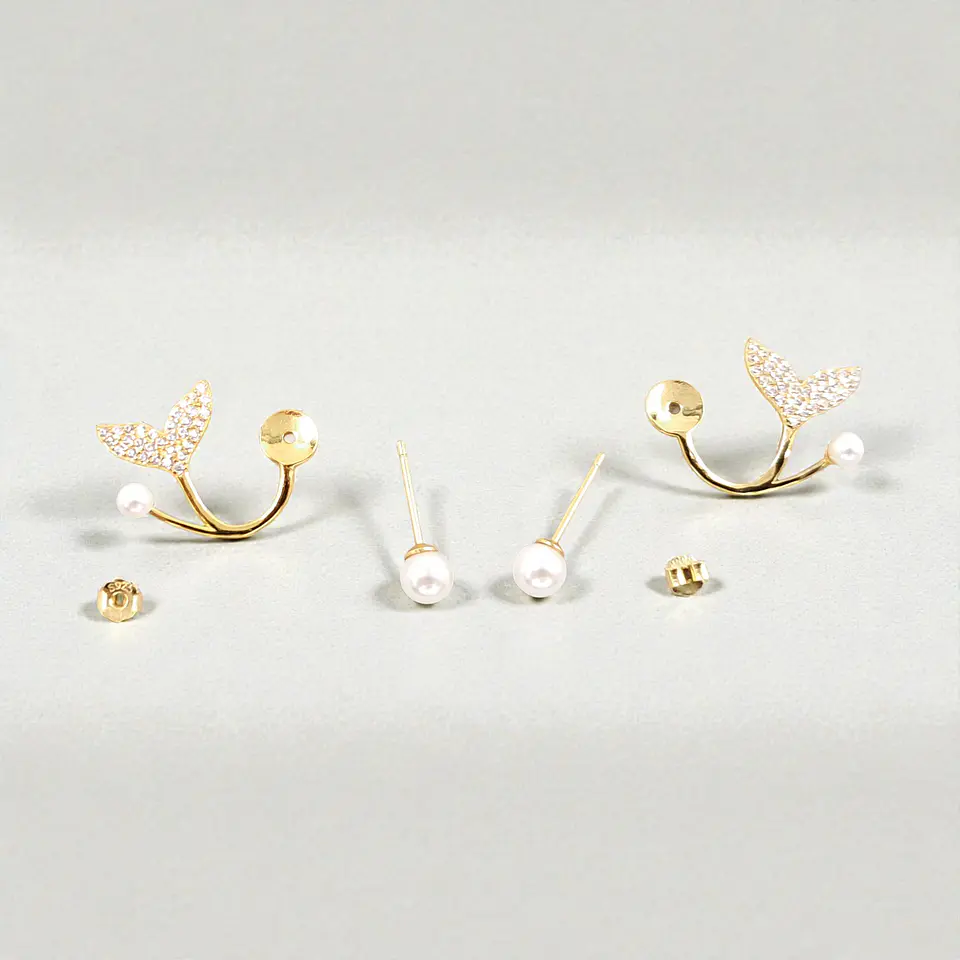 Aros Cola De Sirena | Plata 925 Baño Oro 18k 4
