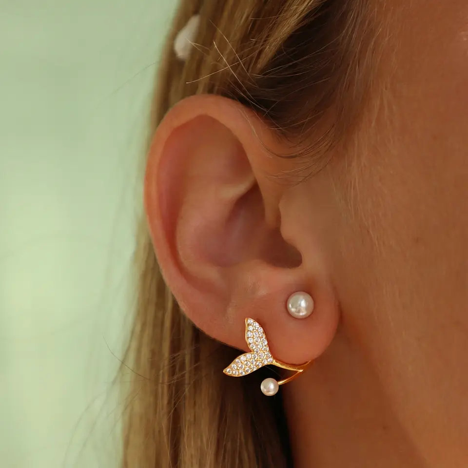 Aros Cola De Sirena | Plata 925 Baño Oro 18k 2