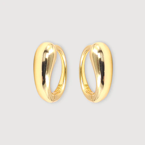 Argollas Gota | Plata 925 baño de oro 18k