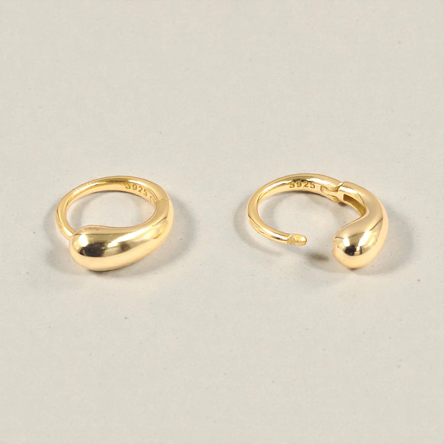 Argollas Gota | Plata 925 baño de oro 18k 3