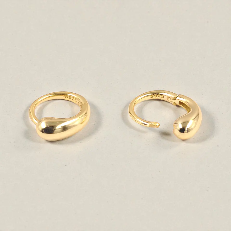 Argollas Gota | Plata 925 baño de oro 18k 3