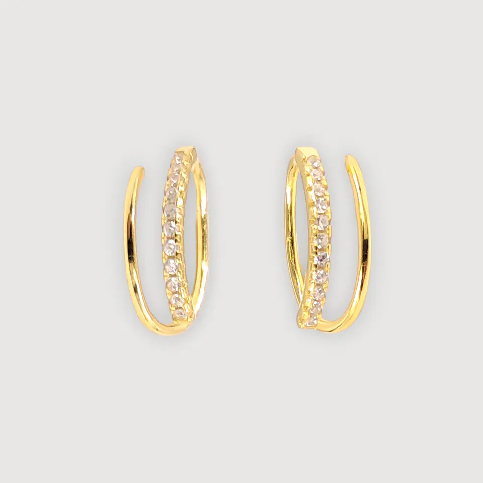 Argollas Dúo Brillo | Plata 925 baño de oro 18k 1