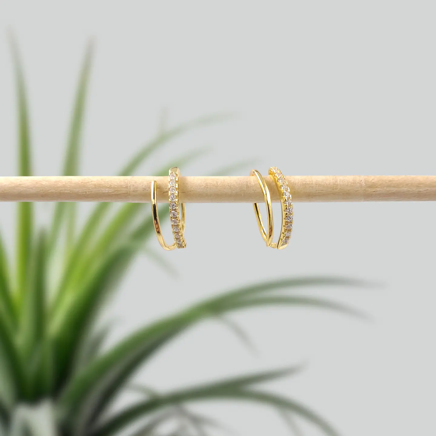 Argollas Dúo Brillo | Plata 925 baño de oro 18k 4