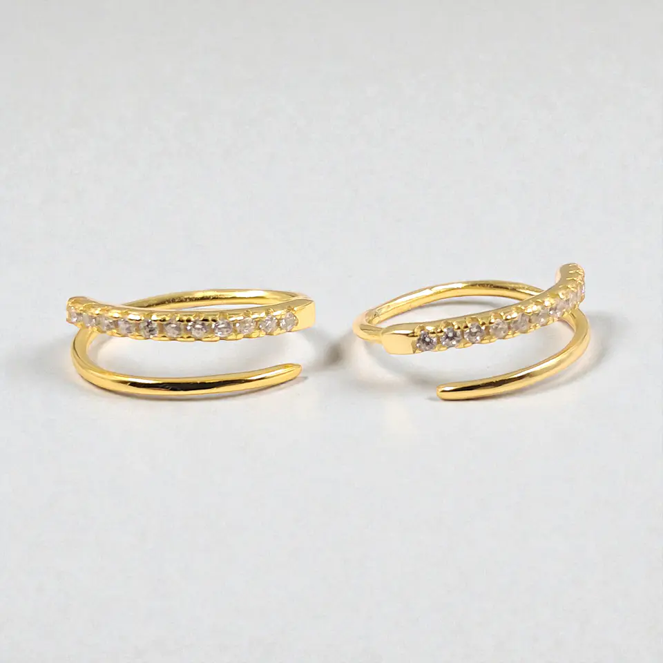 Argollas Dúo Brillo | Plata 925 baño de oro 18k 3