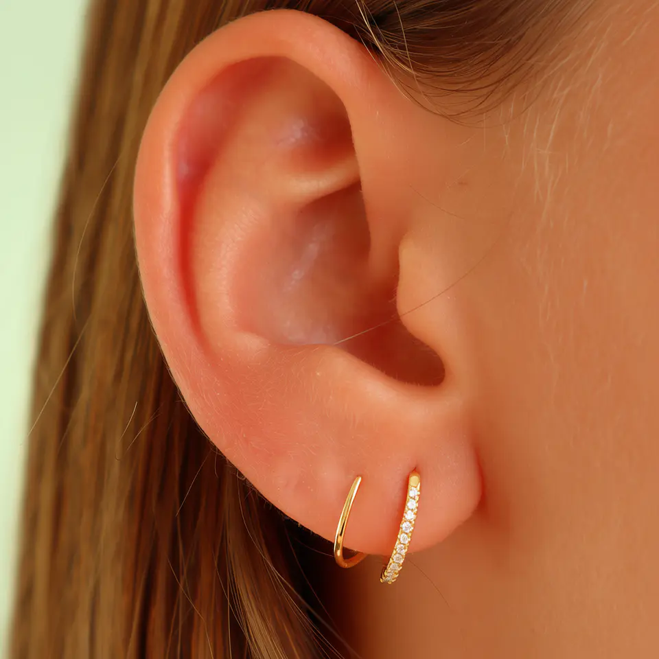 Argollas Dúo Brillo | Plata 925 baño de oro 18k 2