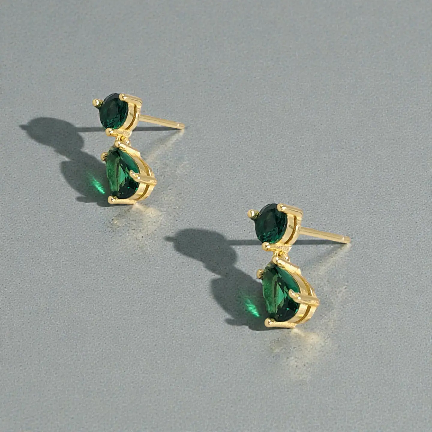 Aros Destello Verde | Plata 925 baño de oro 18k 4
