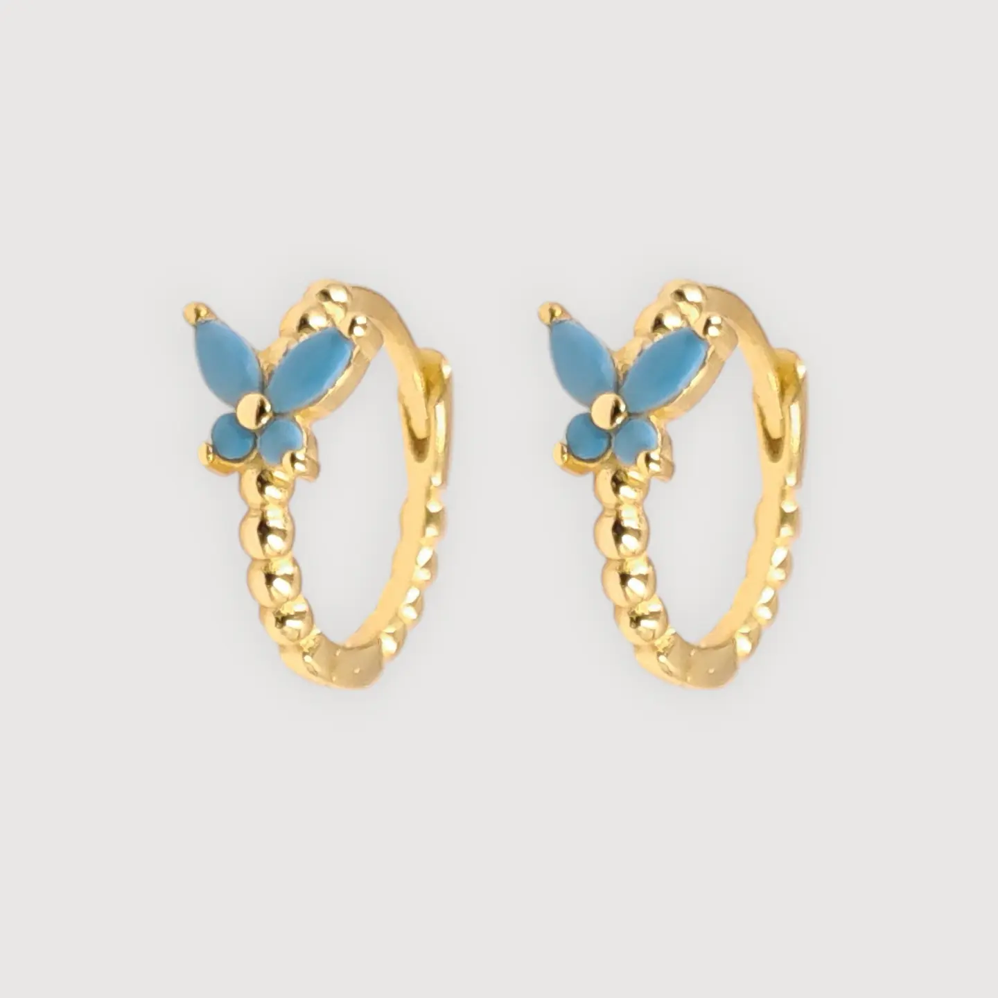 Argollas Mariposa Turquesa | Plata 925 baño de oro 18k 1