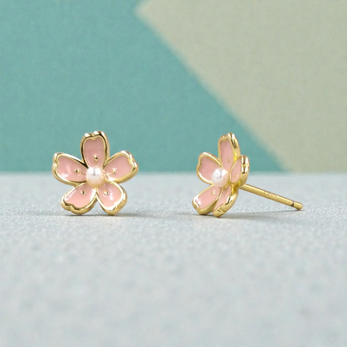Aros Flor Rosa | Plata 925 baño de oro 18k 4