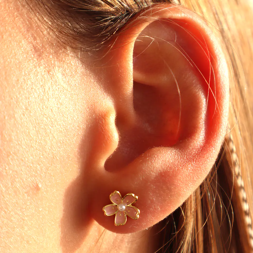 Aros Flor Rosa | Plata 925 baño de oro 18k 2