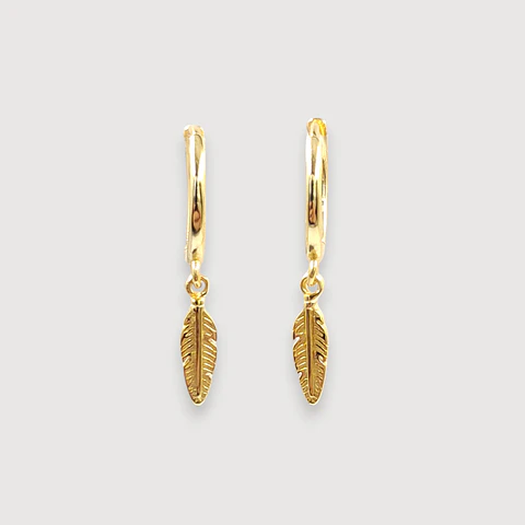 Argollas Pluma | Plata 925 baño de oro 18k