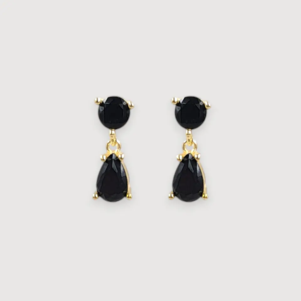 Aros Destello Negro | Plata 925 baño de oro 18k 1
