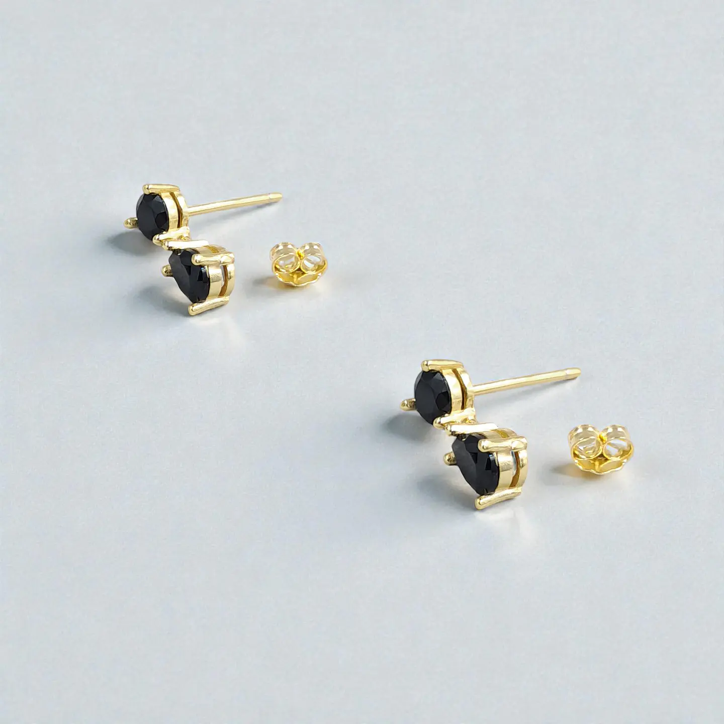 Aros Destello Negro | Plata 925 baño de oro 18k 3