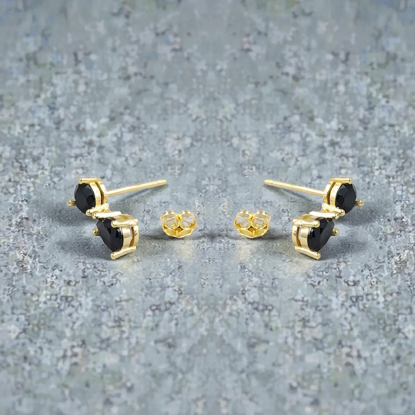 Aros Destello Negro | Plata 925 baño de oro 18k 4