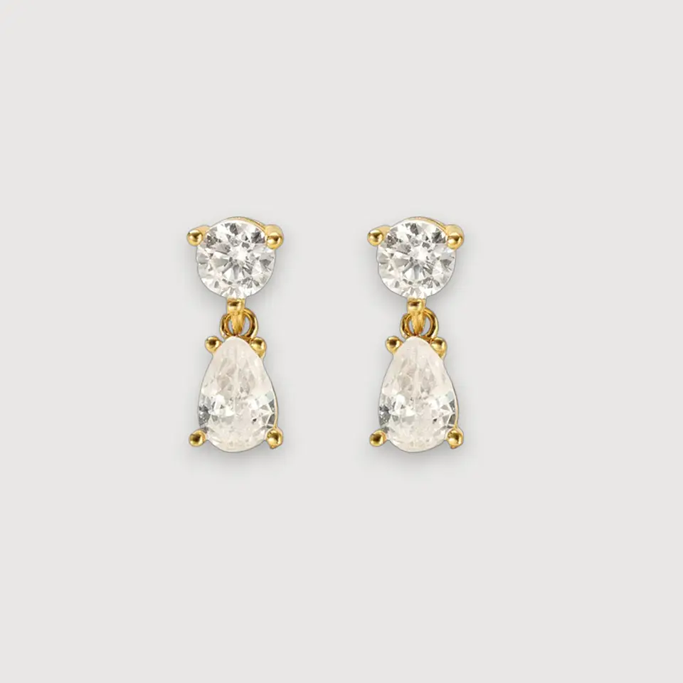 Aros Destello Blanco | Plata 925 baño de oro 18k 1