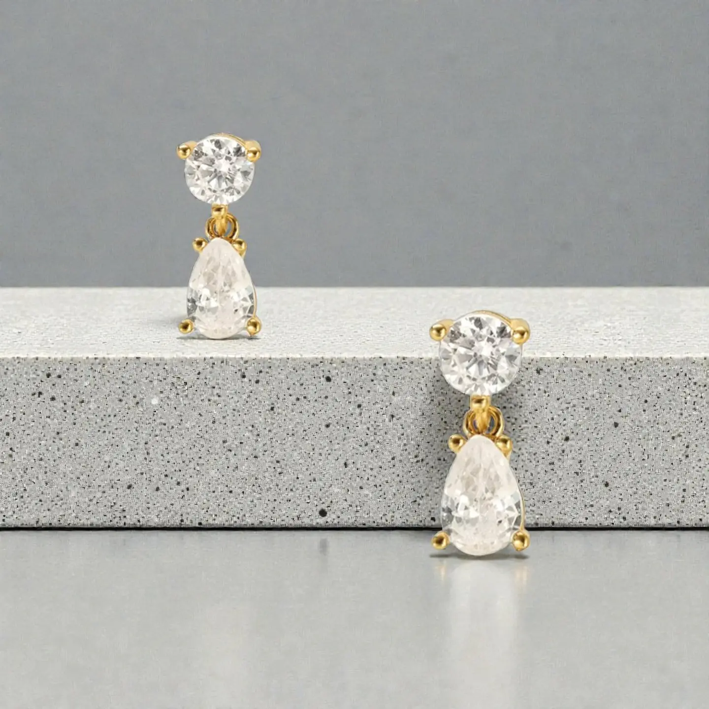 Aros Destello Blanco | Plata 925 baño de oro 18k 3