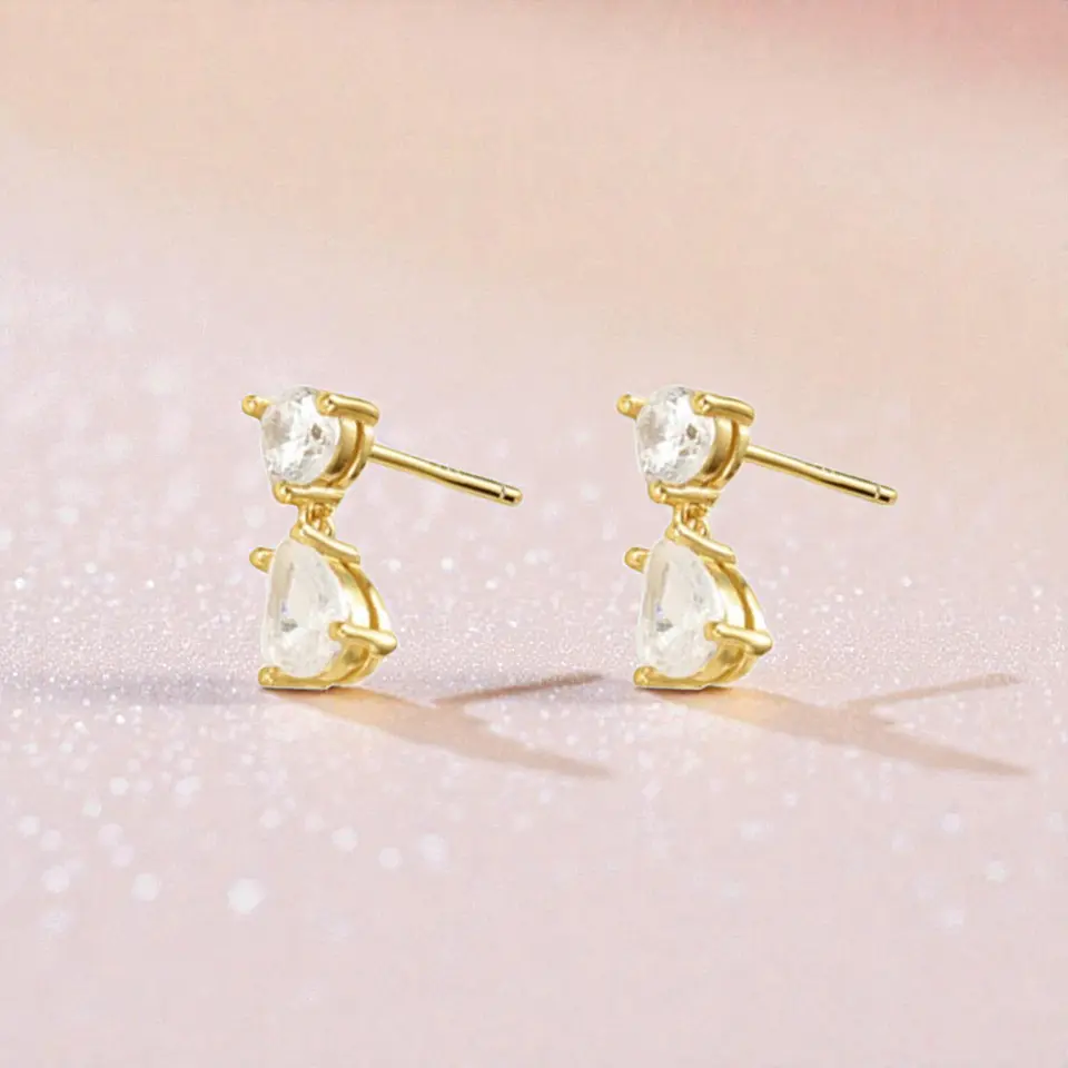 Aros Destello Blanco | Plata 925 baño de oro 18k 4