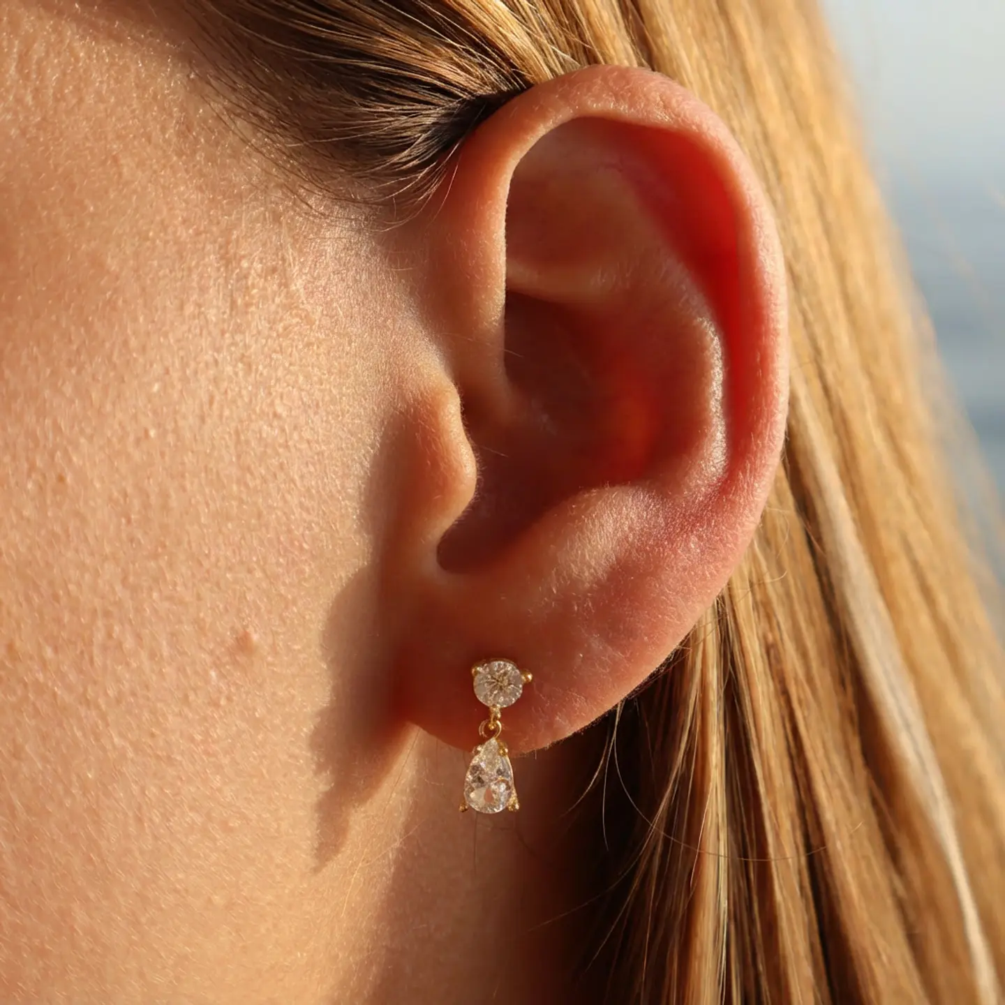 Aros Destello Blanco | Plata 925 baño de oro 18k 2