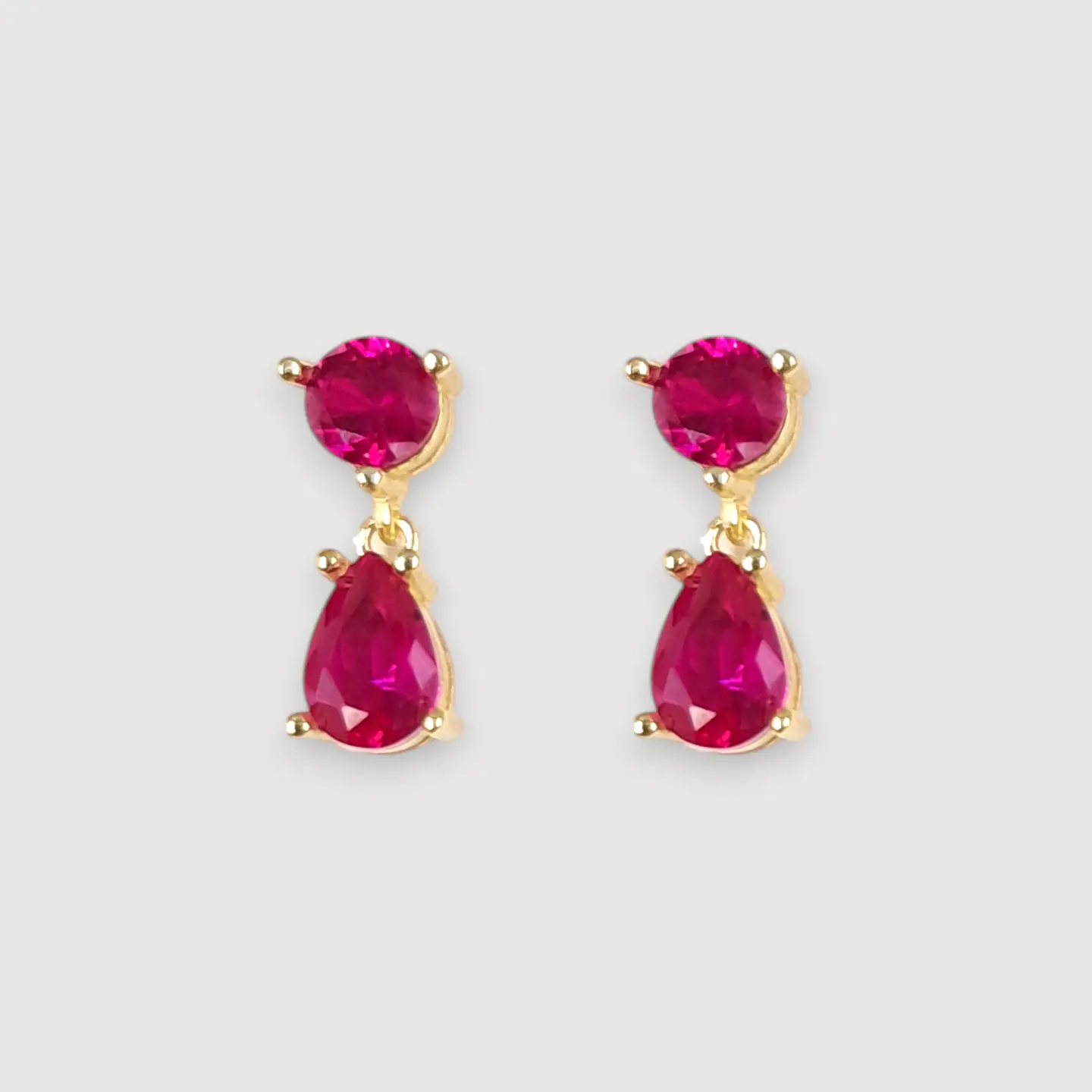 Aros Destello Fucsia | Plata 925 baño oro 18k 1