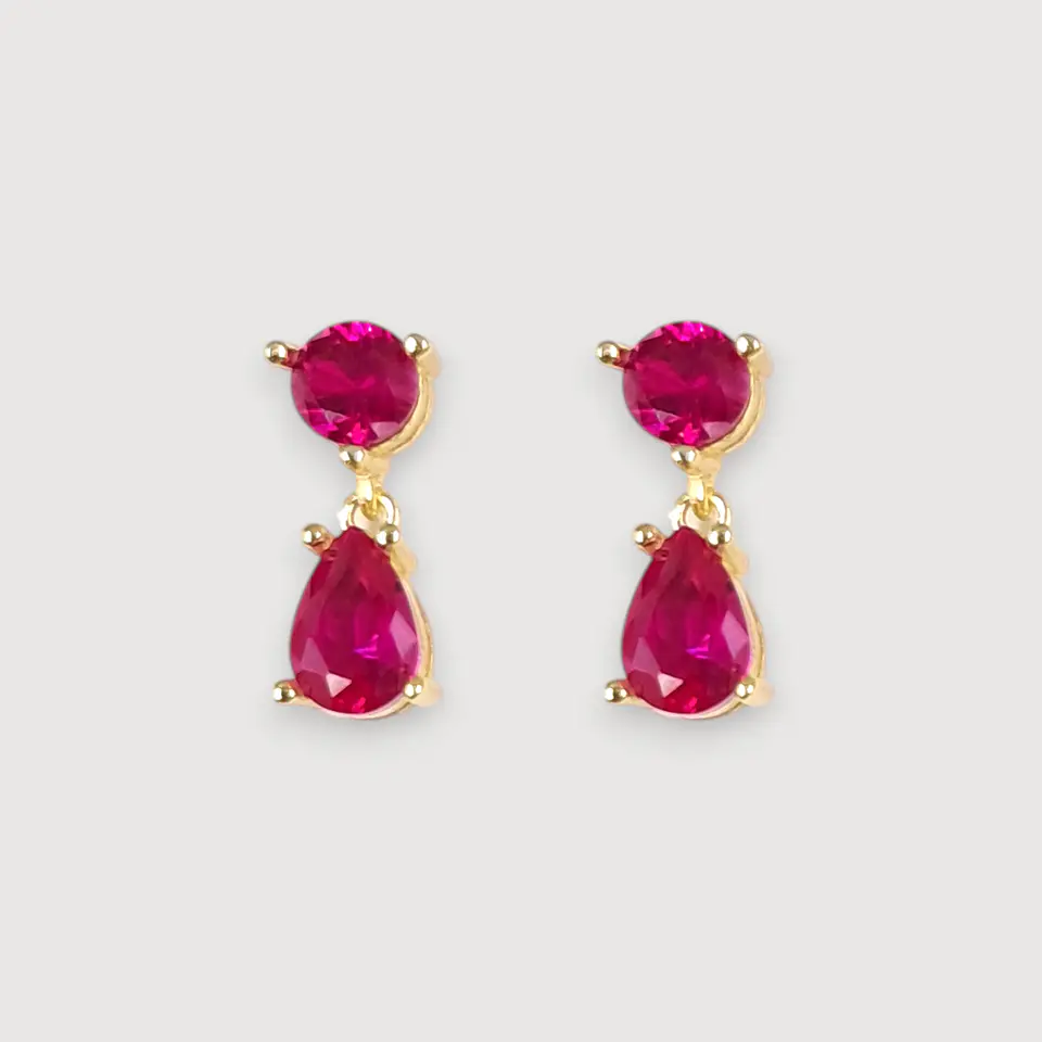 Aros Destello Fucsia | Plata 925 baño oro 18k 1