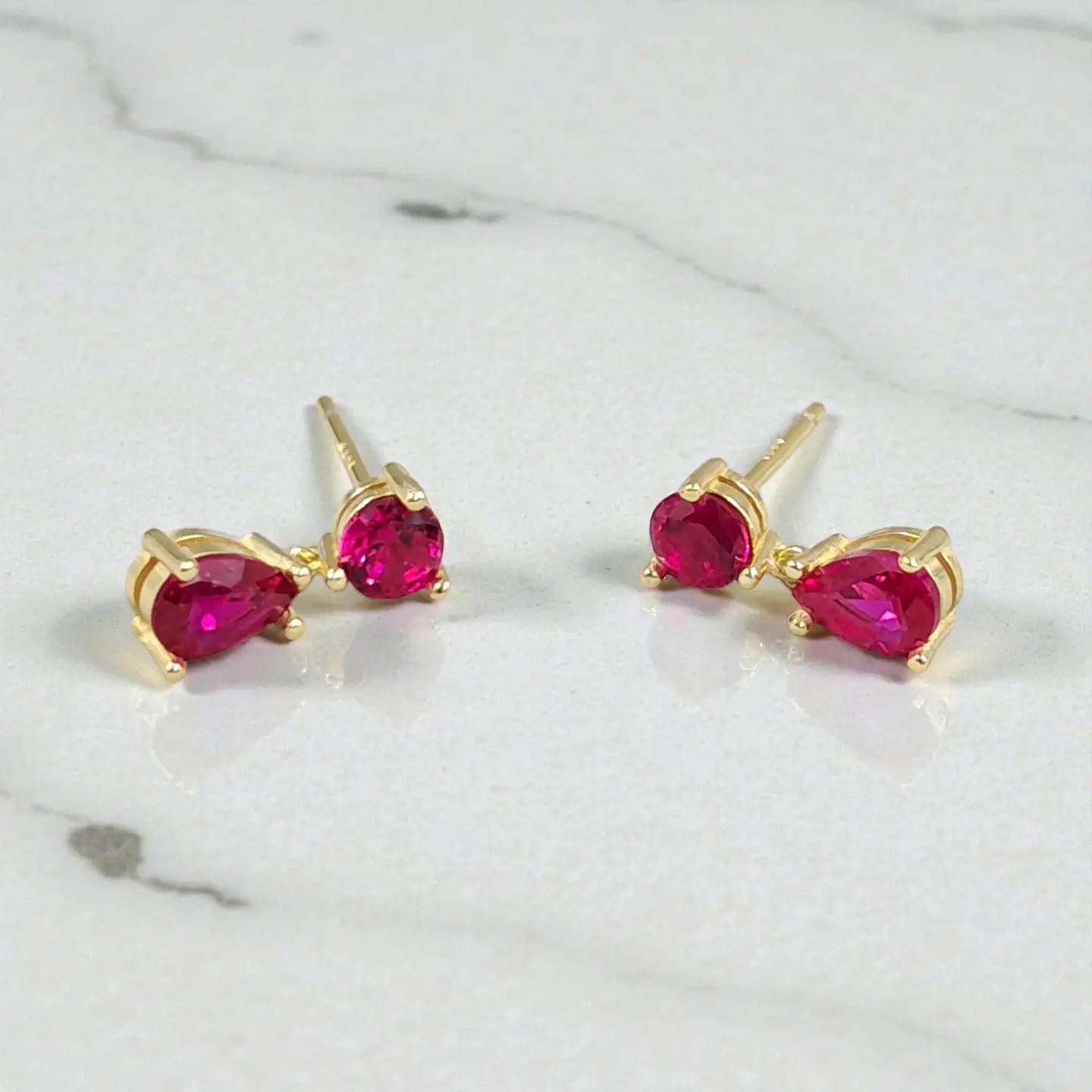 Aros Destello Fucsia | Plata 925 baño oro 18k 4