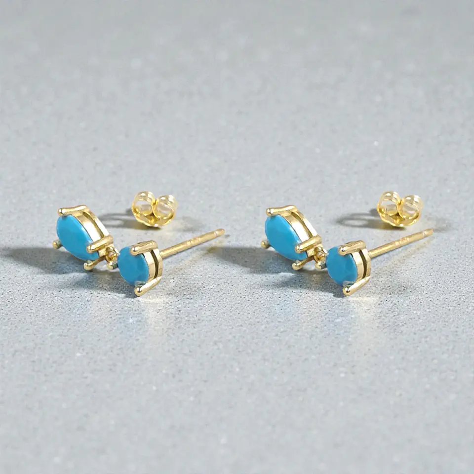Aros Destello Turquesa | Plata 925 baño de oro 18k 3