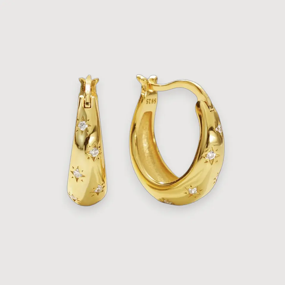 Argollas Estrellita | Plata 925 baño de oro 18k 1
