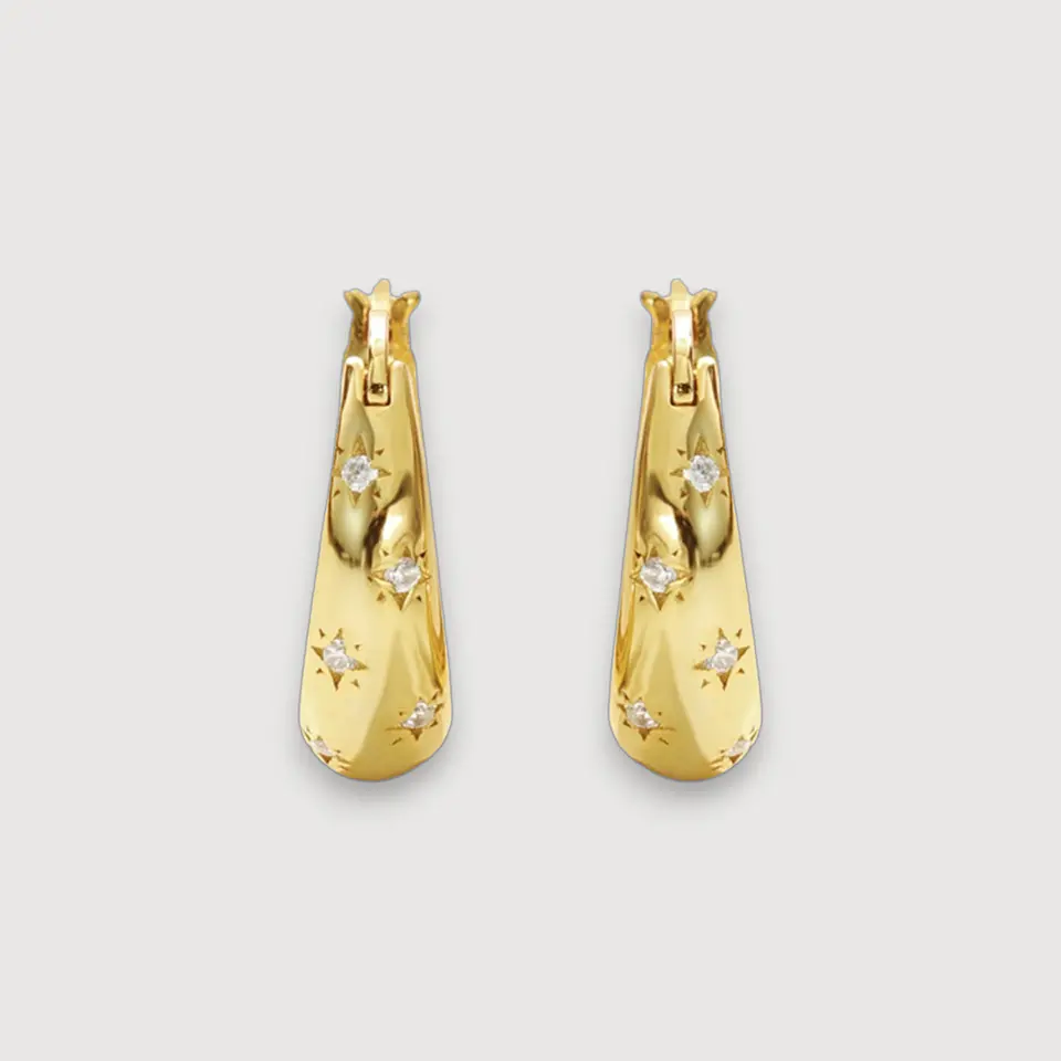 Argollas Estrellita | Plata 925 baño de oro 18k 3