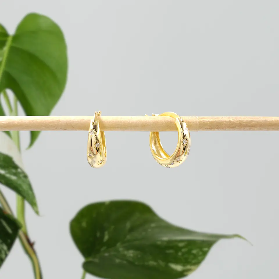 Argollas Estrellita | Plata 925 baño de oro 18k 5