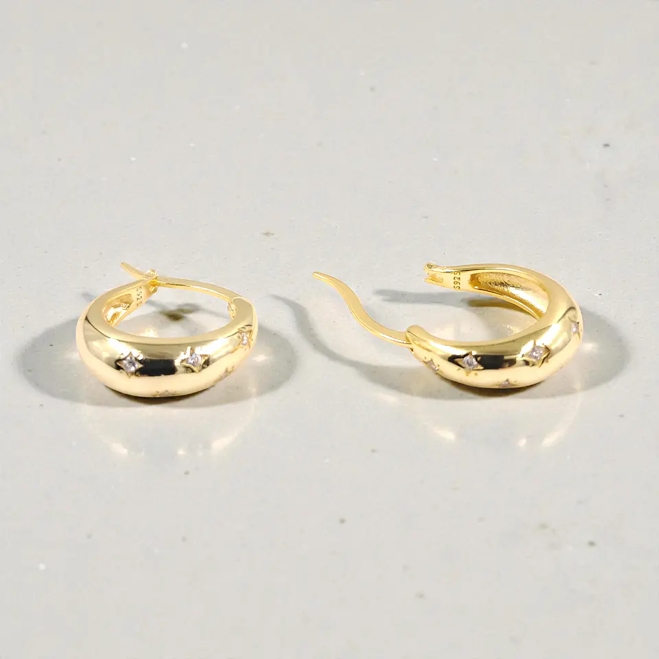 Argollas Estrellita | Plata 925 baño de oro 18k 4