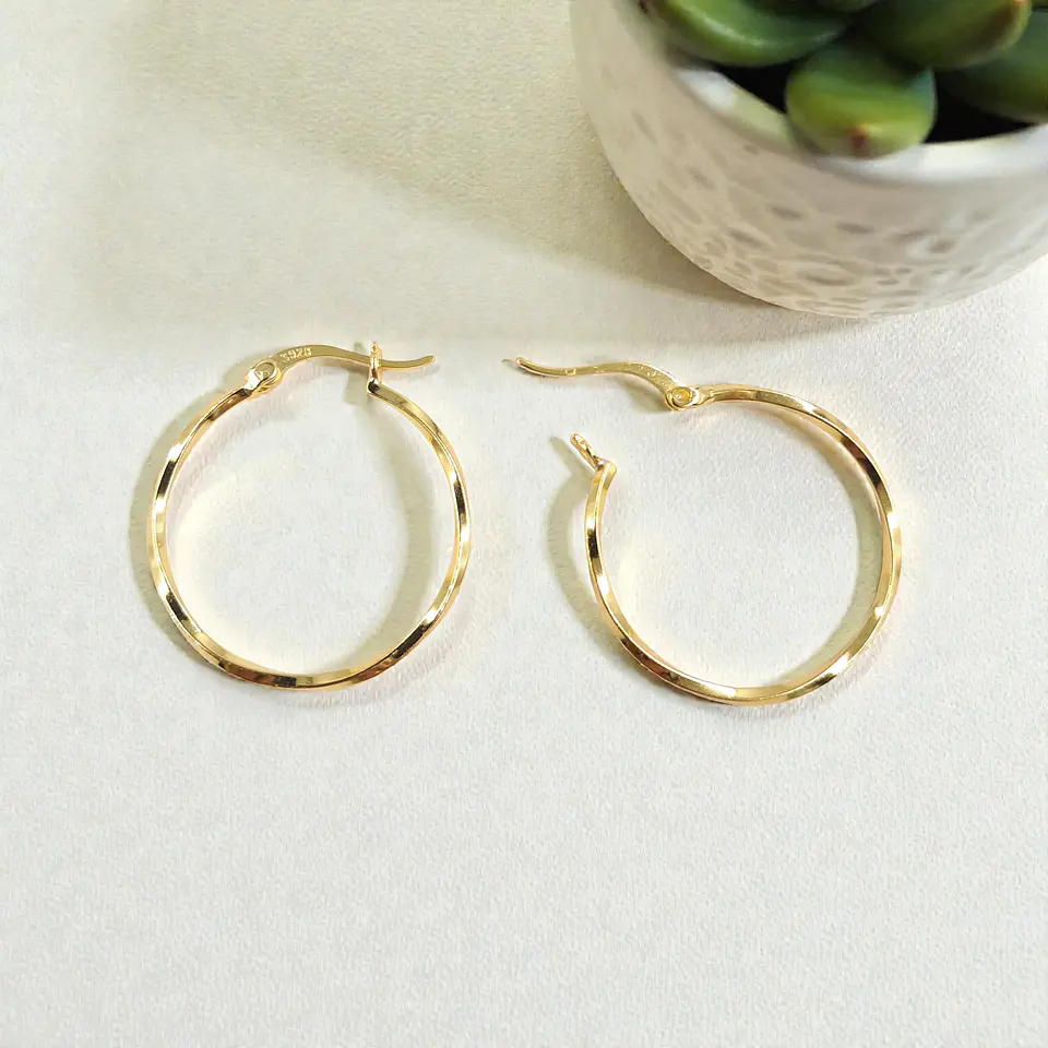 Argollas Aire | Plata 925 baño de oro 18k 3