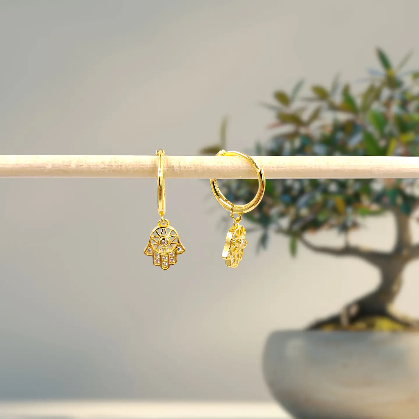Argollas Amuleto | Plata 925 baño de oro 18k 4