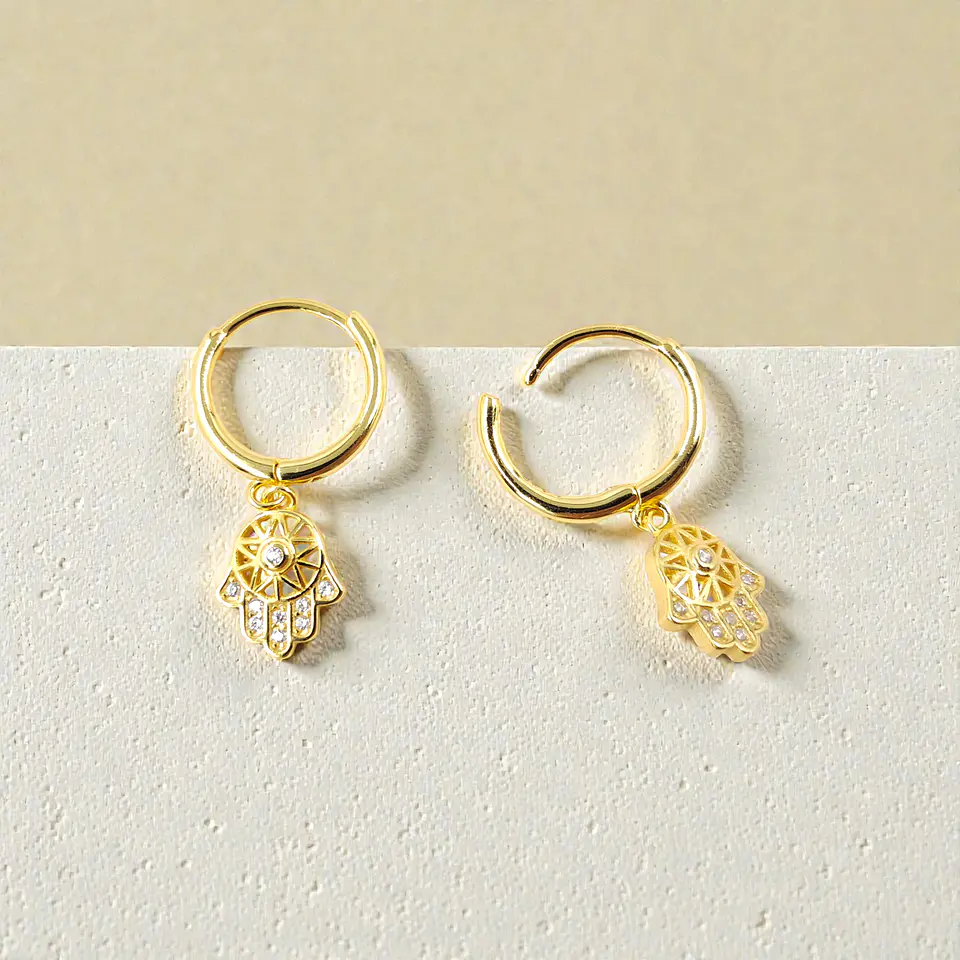 Argollas Amuleto | Plata 925 baño de oro 18k 3