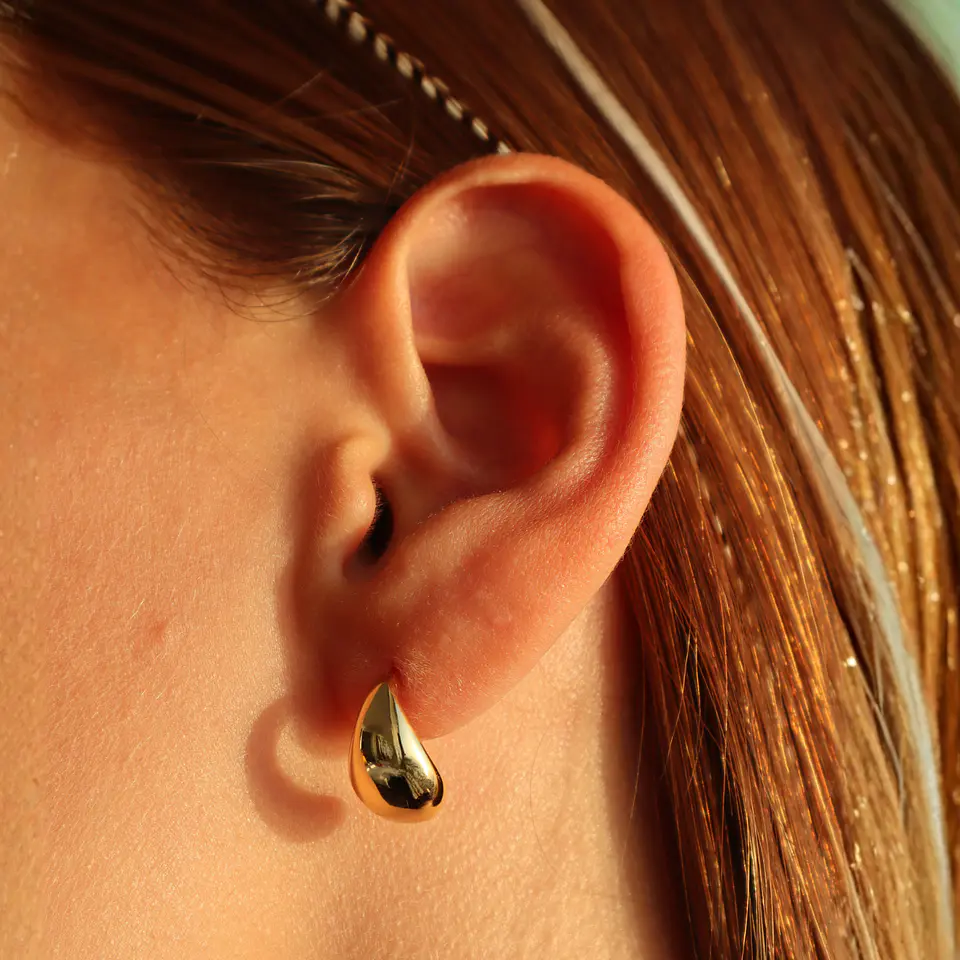 Aros Gota | Plata 925 baño de oro 18k 2