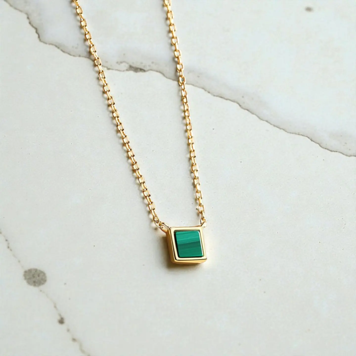 Collar Malaquita | Plata 925 baño de oro 18k 2
