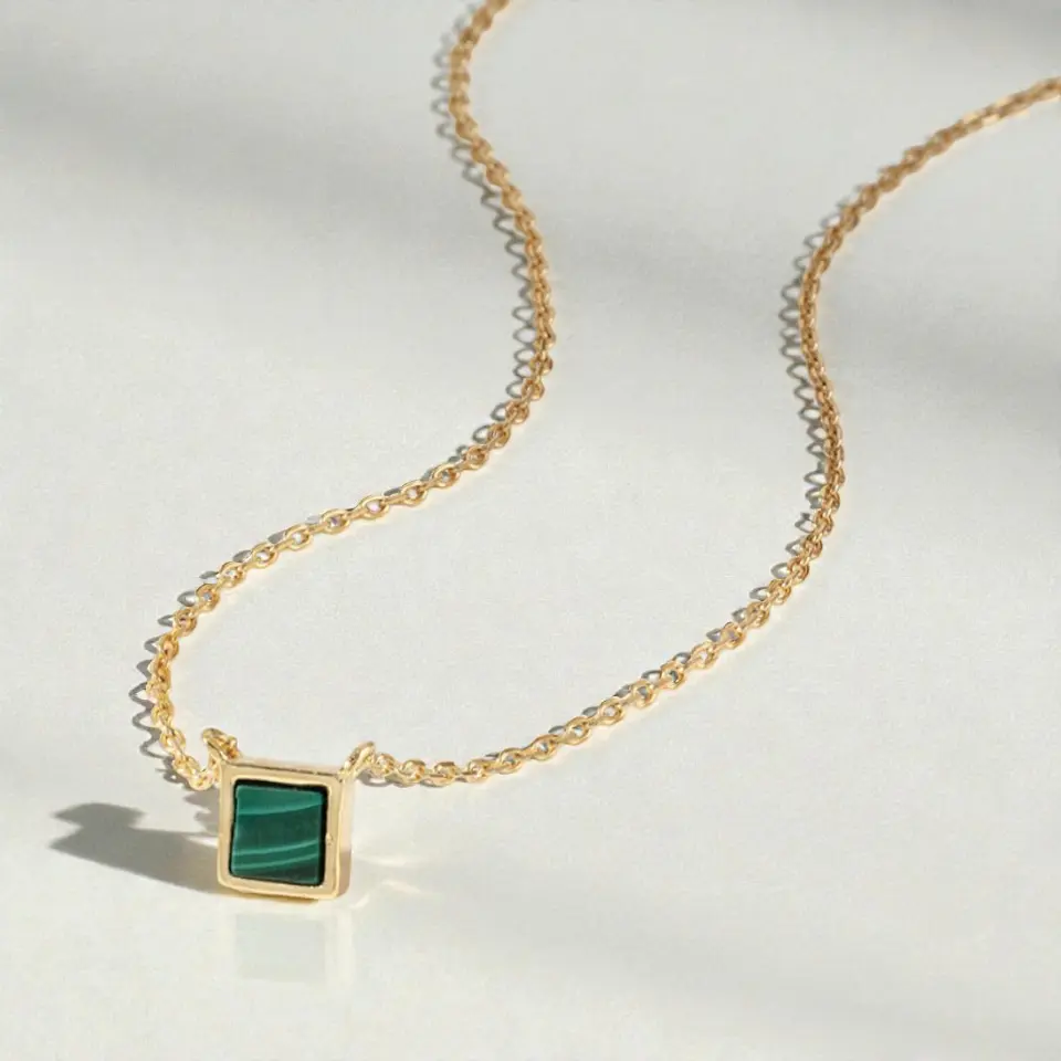 Collar Malaquita | Plata 925 baño de oro 18k 4