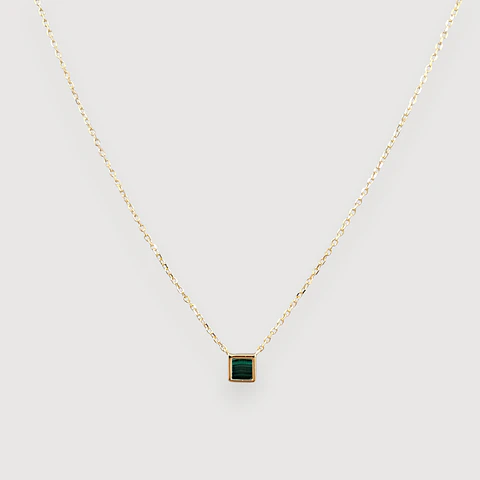 Collar Malaquita | Plata 925 baño de oro 18k