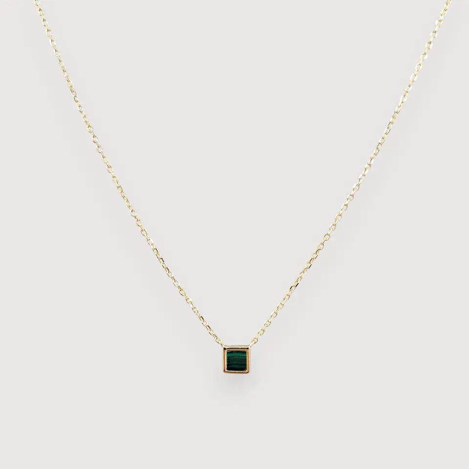 Collar Malaquita | Plata 925 baño de oro 18k 1