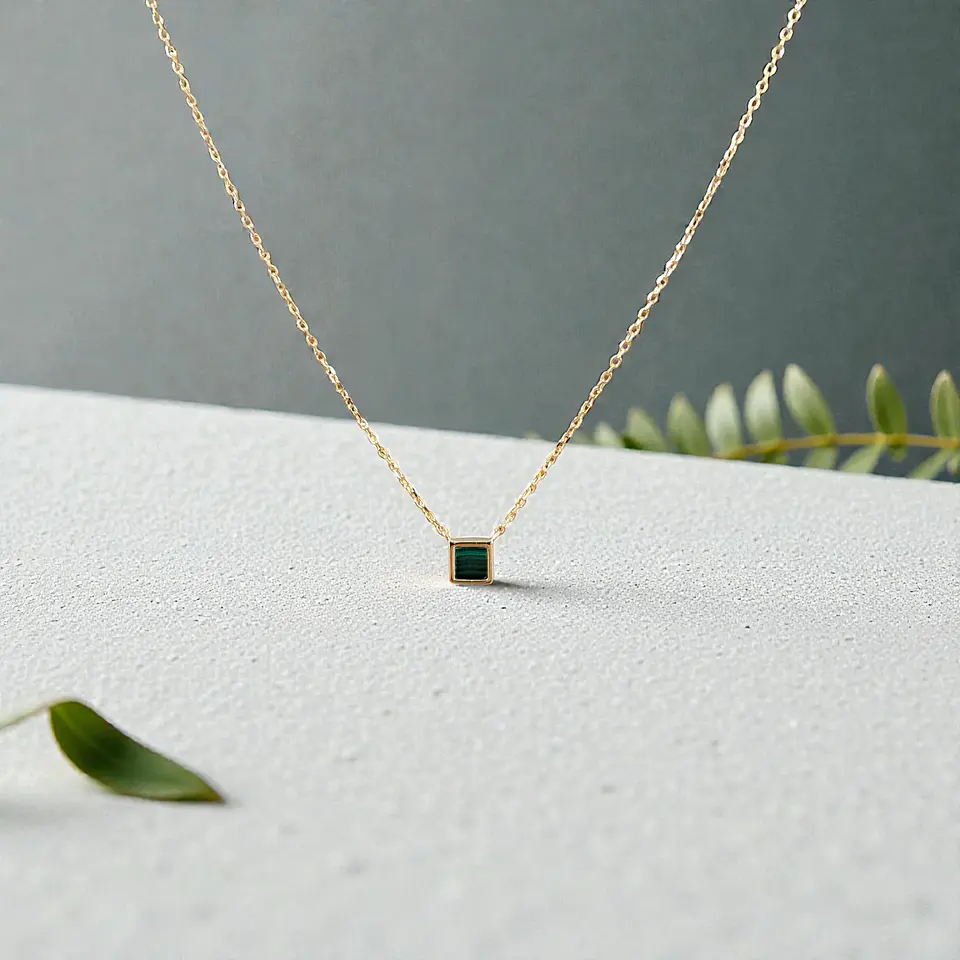 Collar Malaquita | Plata 925 baño de oro 18k 3