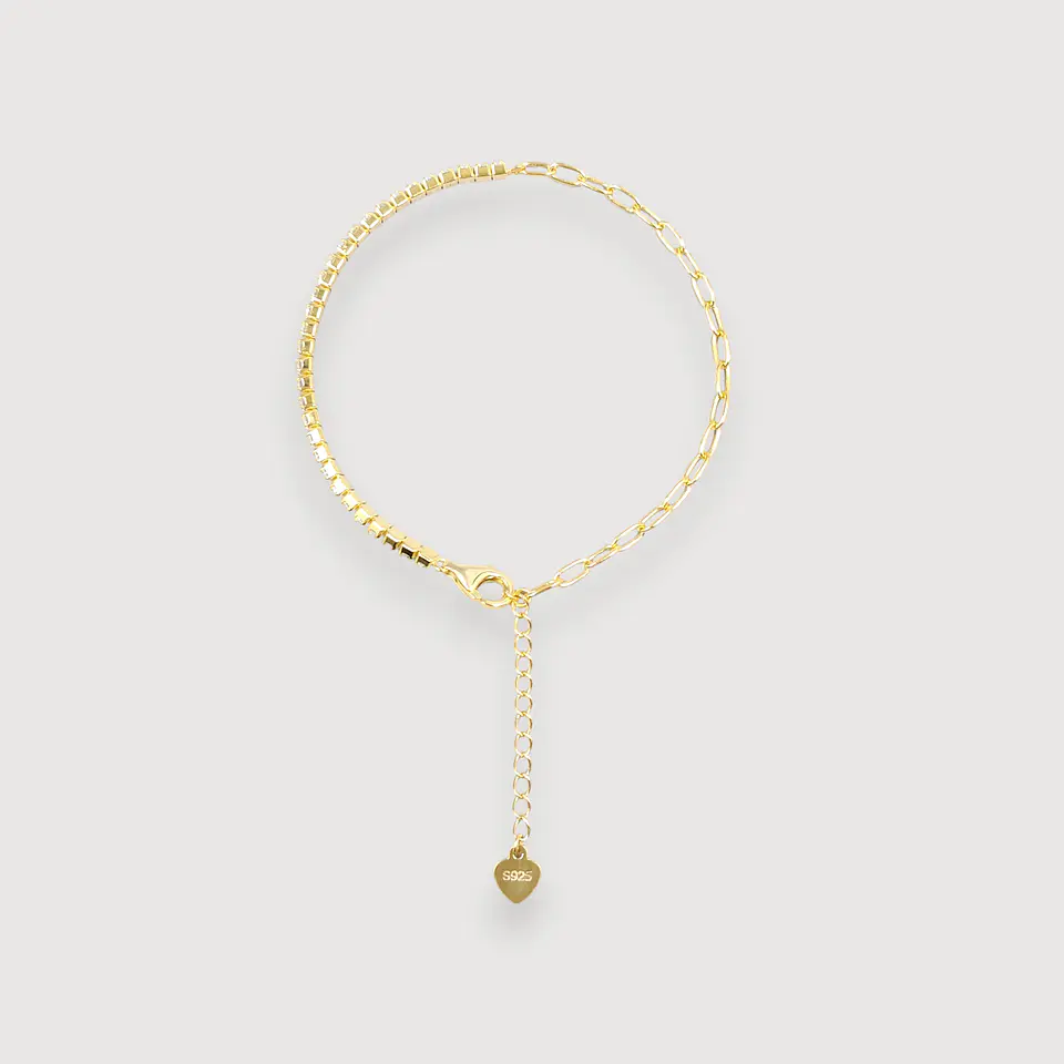 Pulsera Dúo Blanca | Plata 925 baño de oro 18k 1