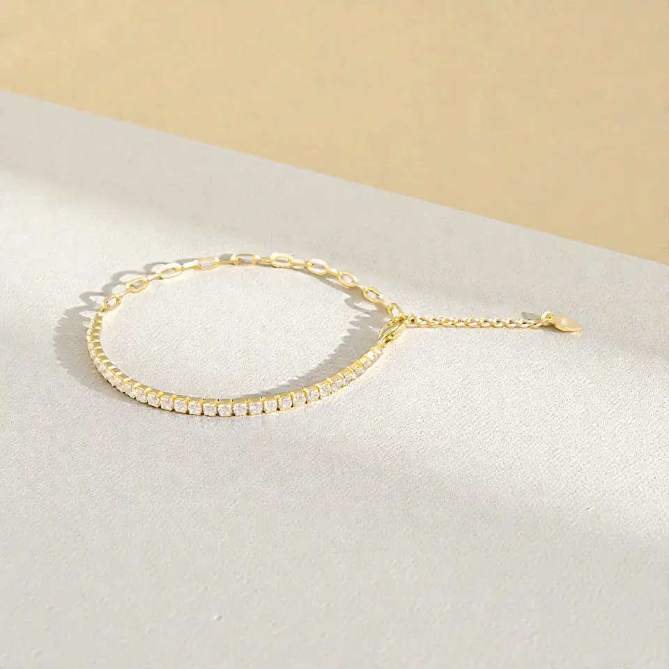 Pulsera Dúo Blanca | Plata 925 baño de oro 18k 2