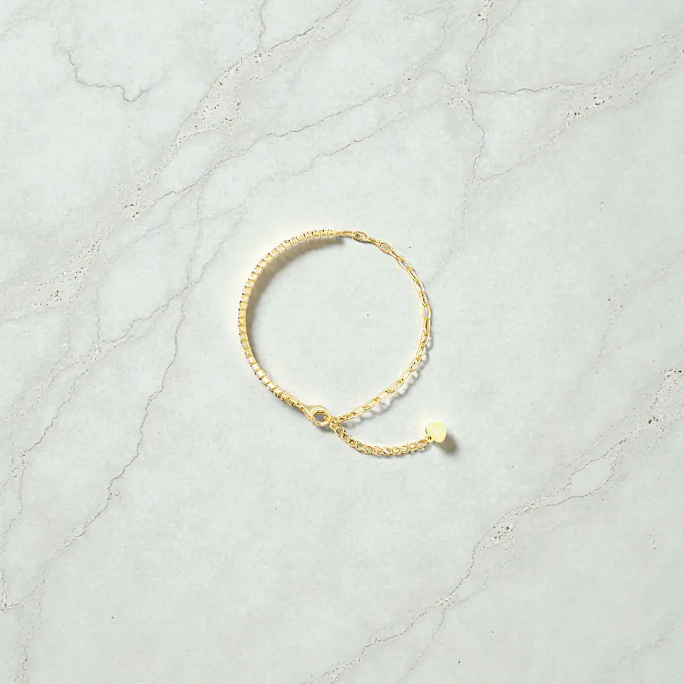 Pulsera Dúo Blanca | Plata 925 baño de oro 18k 4