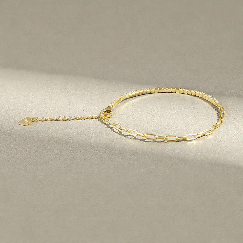 Pulsera Dúo Blanca | Plata 925 baño de oro 18k 5