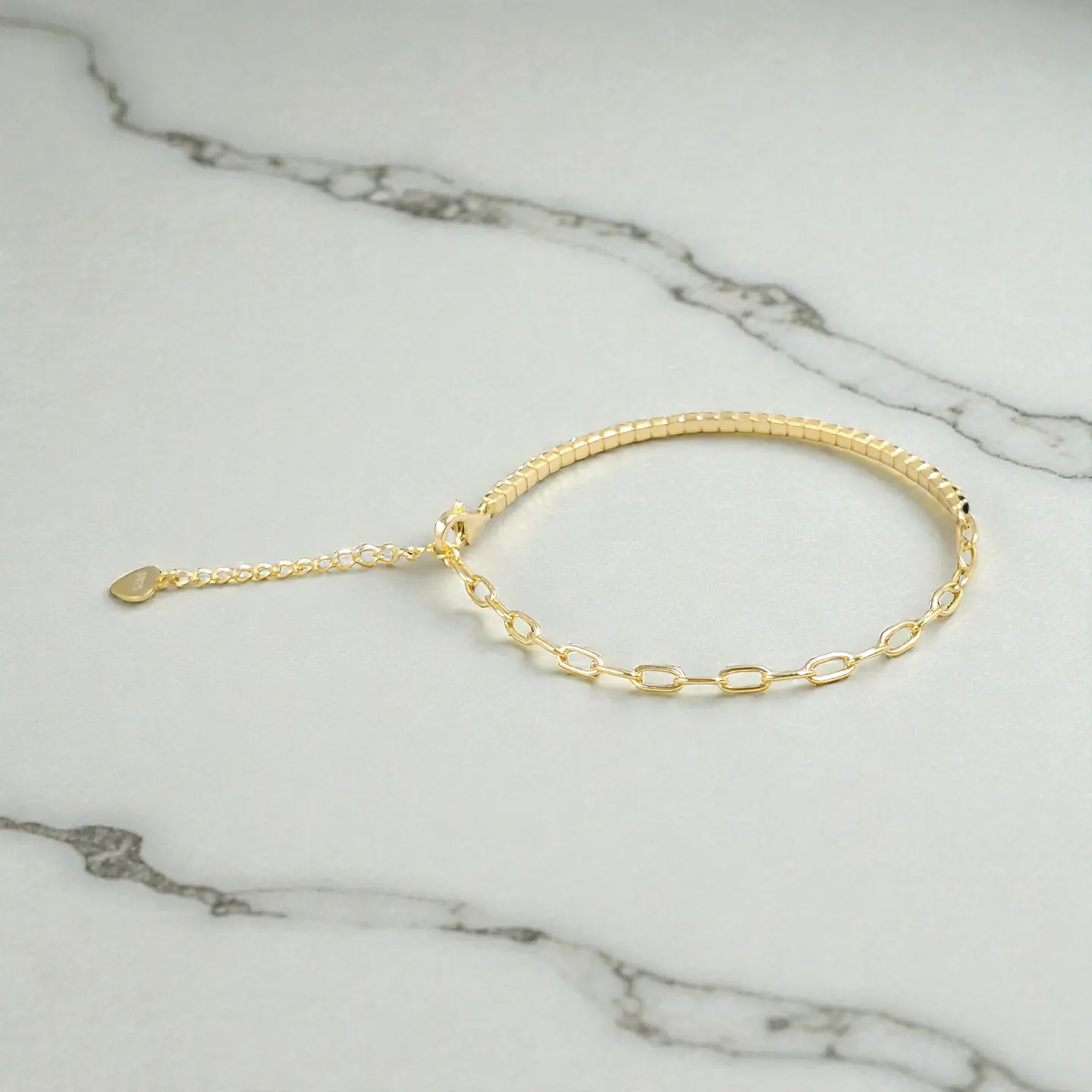 Pulsera Dúo Negra | Plata 925 baño de oro 18k 2