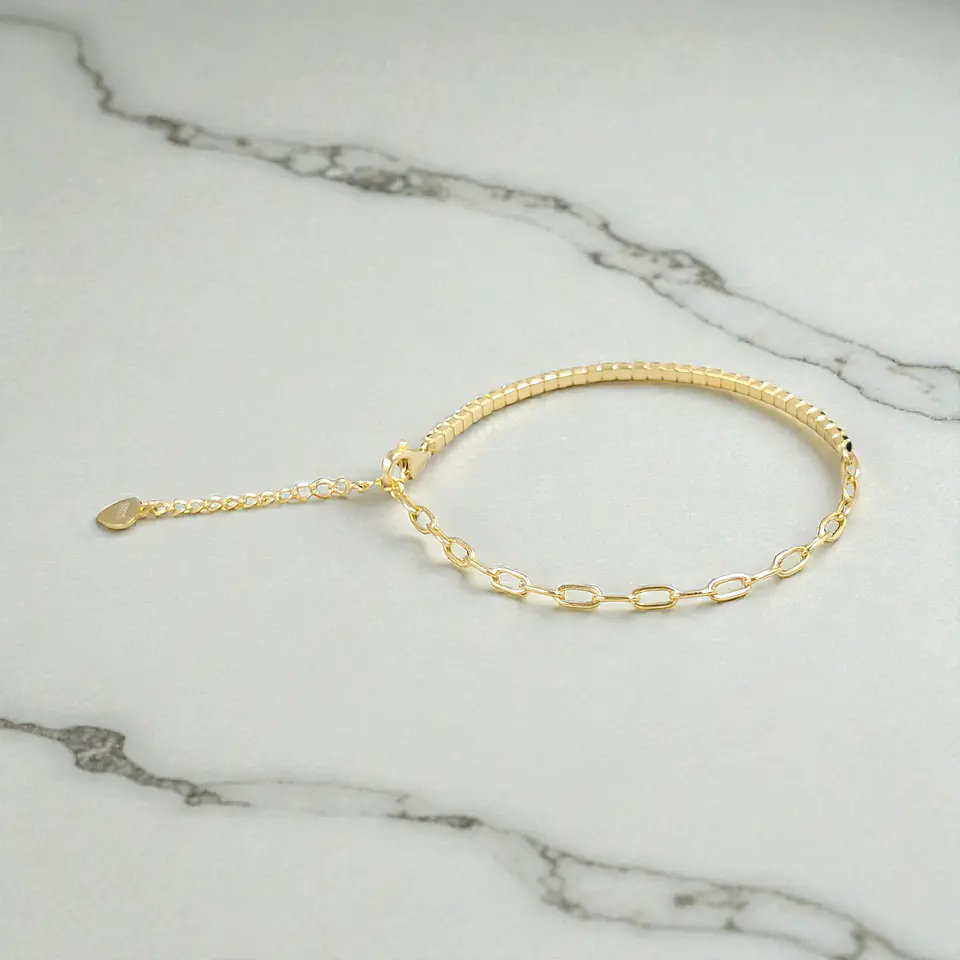 Pulsera Dúo Negra | Plata 925 baño de oro 18k 2