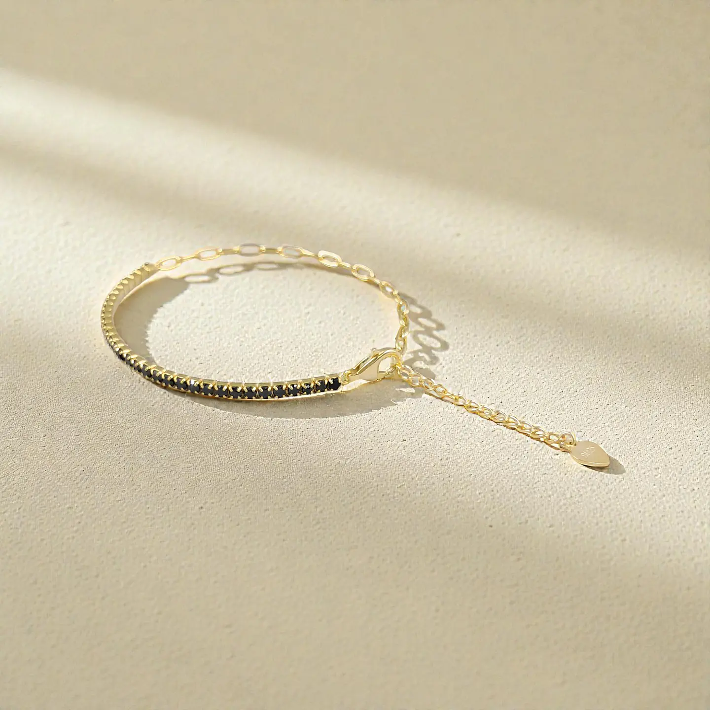 Pulsera Dúo Negra | Plata 925 baño de oro 18k 3
