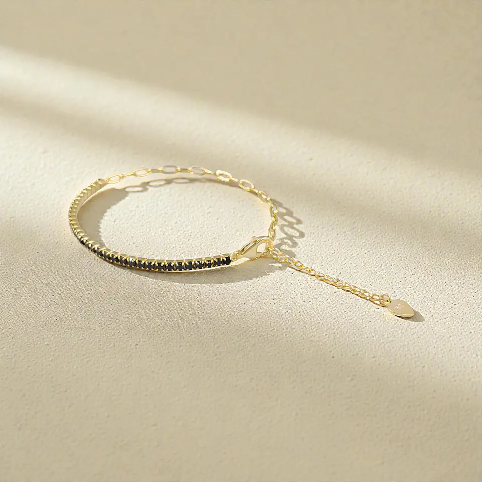 Pulsera Dúo Negra | Plata 925 baño de oro 18k 3