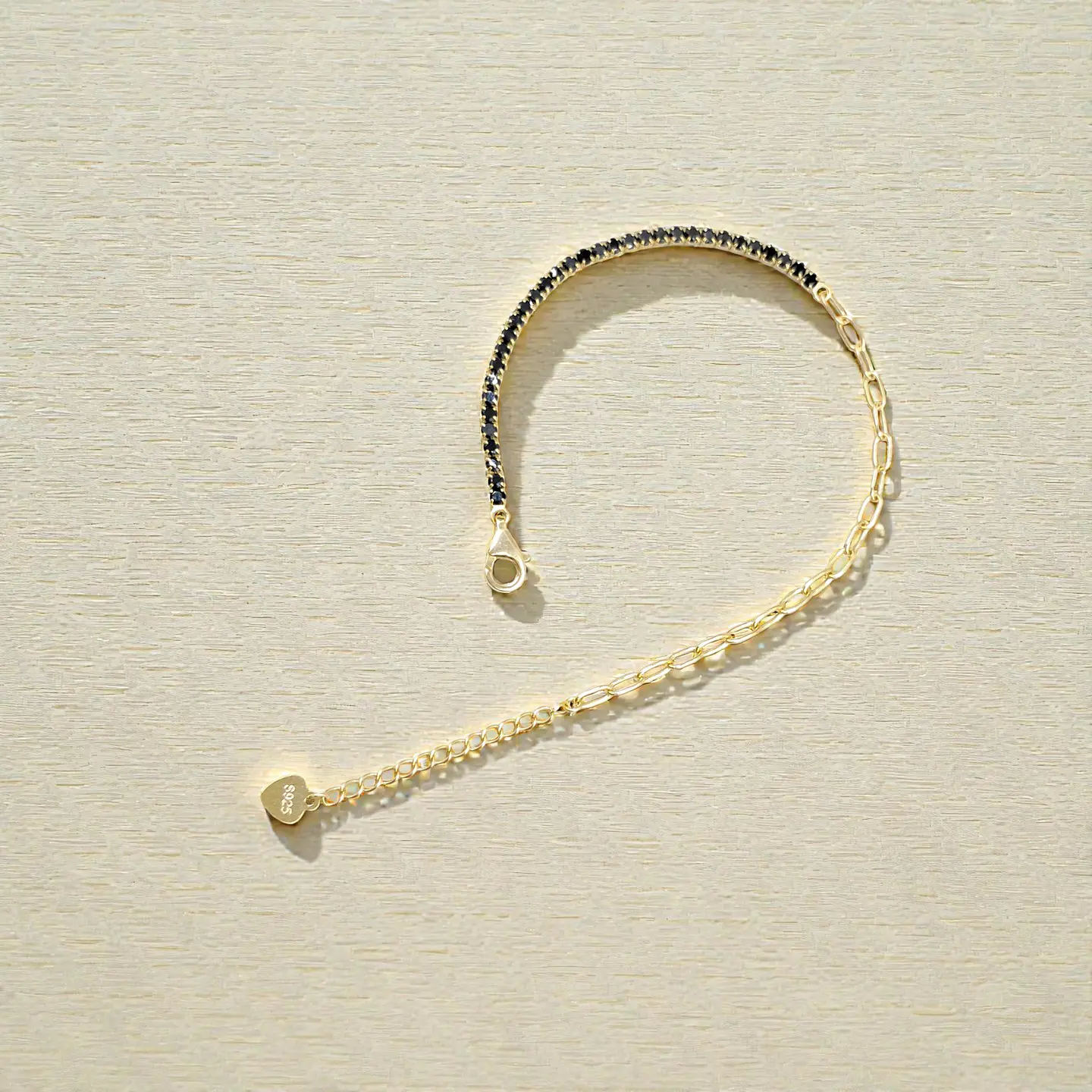 Pulsera Dúo Negra | Plata 925 baño de oro 18k 4